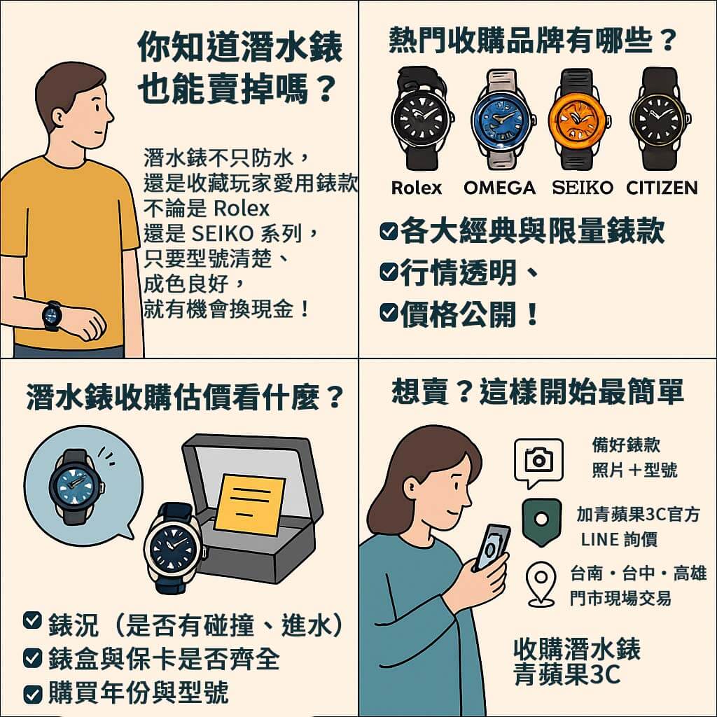潛水錶是什麼?推薦品牌、收購行情與回收建議|青蘋果3C - 第1張圖 潛水錶是什麼?推薦品牌、收購行情與回收建議|青蘋果3C