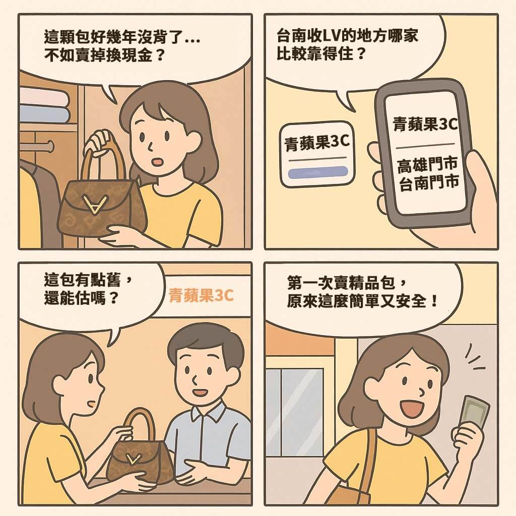 台南精品收購與寄賣推薦|LV・CHANEL 包包估價|橙市3C(青蘋果3C) - 第1張圖 台南收購名牌包推薦|橙市3C 提供 LV、CHANEL、Hermès 等精品收購與寄賣服務,現場估價、快速成交,南區門市地點方便、服務專業。